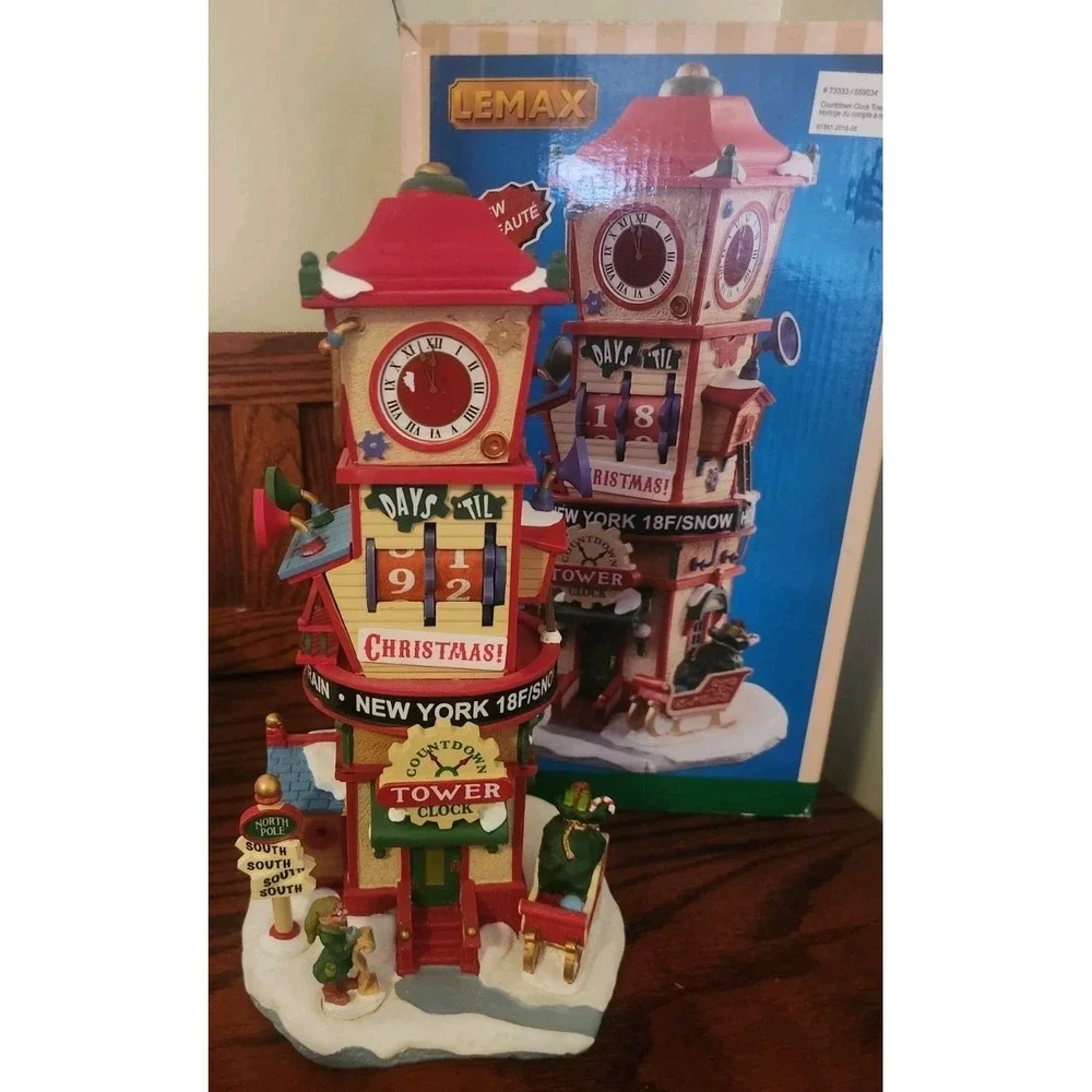 Lemax 2017 Holiday Village Countdown Clock Tower Christmas #73333 W/ Box‎